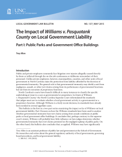 The Impact of Williams v. Pasquotank Countyon Local Government