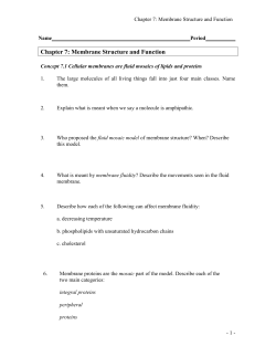 Chapter 7: Membrane Structure and Function