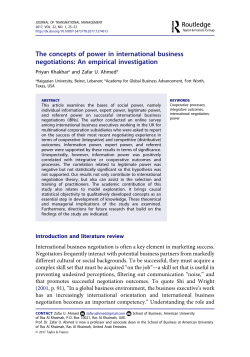 The concepts of power in international business negotiations: An