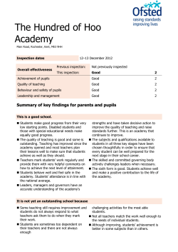 Inspection report - Hundred of Hoo Academy Jobs