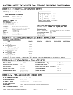 MATERIAL SAFETY DATA SHEET from STEARNS PACKAGING