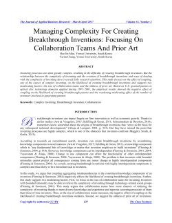 Managing Complexity For Creating Breakthrough Inventions