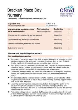 2016 Ofsted Report - Bracken Place Day Nursery