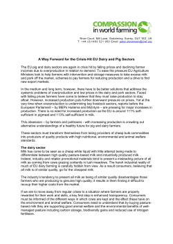 CIWF, March 2016. A way forward for the crisis hit EU dairy and pig