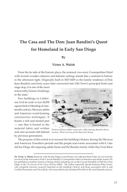 The Casa and The Don: Juan Bandini`s Quest for Homeland in Early