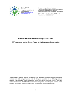 Towards a Future Maritime Policy for the Union ETF response on the