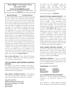 Stone Ridge Community News December 2011 www.stoneridgehoa