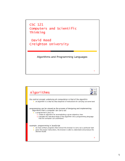 CSC 121 Computers and Scientific Thinking David