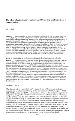 The effect of urbanization on storm runoff from two