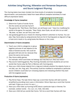 Activities Using Rhyming, Alliteration and Nonsense Sequences