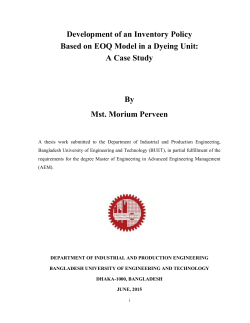 Development of an Inventory Policy Based on EOQ Model in a
