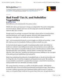 Tax Soda, Subsidize Vegetables