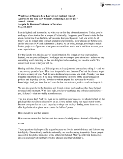 1 What Does it Mean to be a Lawyer in Troubled Times? Address to