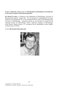 Biodata of Derek R. Lovley author of &ldquo;Potential Role of Dissimilatory