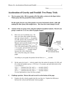 Acceleration of Gravity and Freefall: Two Penny Trick