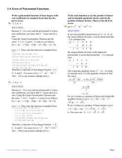 2-4 Zeros of Polynomial Functions