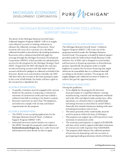 Collateral Support Program - Michigan Economic Development