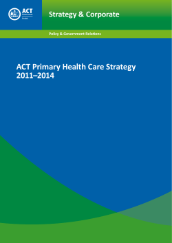 ACT Primary Health Care Strategy 2011&ndash;2014