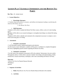 Lesson 7 &ndash; Literacy Immersion and the Boston Tea Party