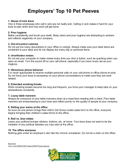 Employers` Top 10 Pet Peeves