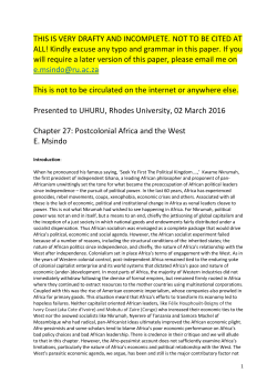 Enocent Msindo on Postcolonial Africa and the West