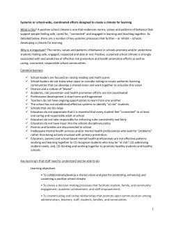 Systemic or school-wide, coordinated efforts designed to create a