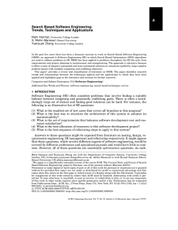 A Search Based Software Engineering: Trends, Techniques and
