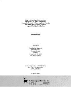 Stage 1 Archaeological Assessment of Part of Lot