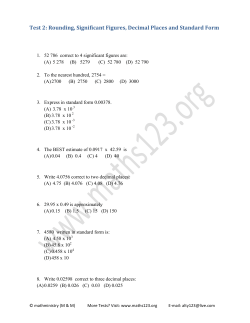 Test 2: Rounding, Significant Figures, Decimal Places and Standard