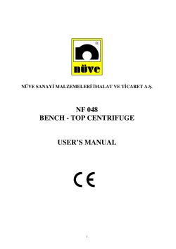NF 048 BENCH - TOP CENTRIFUGE USER`S MANUAL