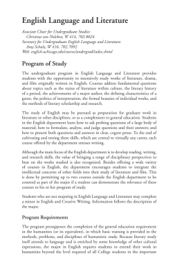 English Language and Literature - College Catalog