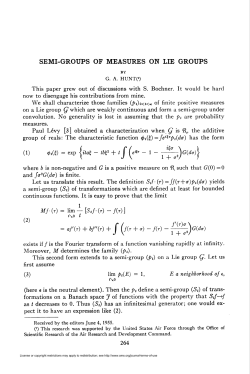 SEMI-GROUPS OF MEASURES ON LIE GROUPS