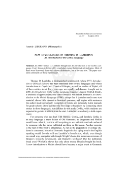 Anatoly LIBERMAN (Minneapolis) NEW ETYMOLOGIES IN