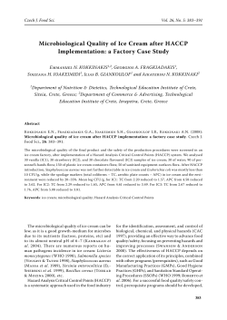 Microbiological Quality of Ice Cream after HACCP Implementation: a