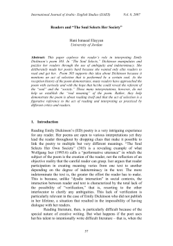 Readers and &ldquo;The Soul Selects Her Society&rdquo; Hani Ismaeal Elayyan
