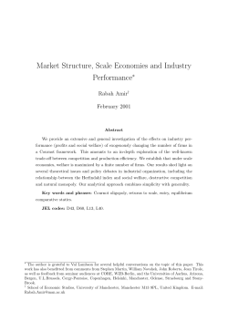 Market Structure, Scale Economies and Industry Performance