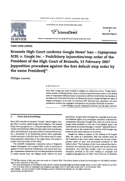 Brussels High Court confirms Google News` ban
