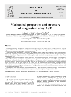 Mechanical properties and structure of magnesium alloy AS31