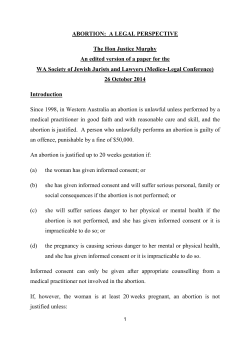 Abortion – A Legal Perspective - Supreme Court of Western Australia