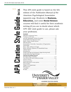 APA Documentation Style 6th Edition