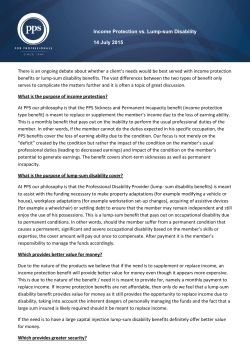 Income Protection vs. Lump-sum Disability 14 July 2015