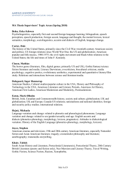 AARHUS UNIVERSITY MA Thesis Supervisors` Topic