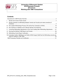 University of Wisconsin System SFS Business Process AP.5.01.01