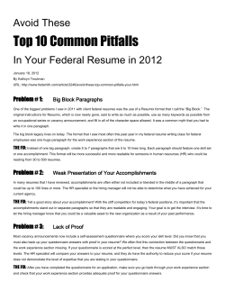 Top 10 Common Pitfalls in Your Federal Resume