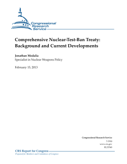 Comprehensive Nuclear-Test-Ban Treaty: Background and Current