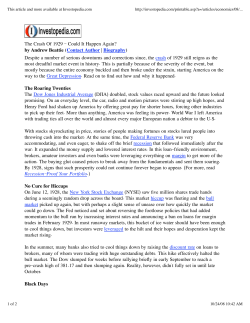 Investopedia: The Crash Of 1929