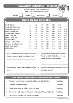 HOMEWORK CONTRACT &ndash; Week 26 Route 812 Bus Timetable