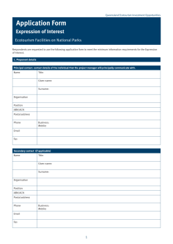 Queensland Ecotourism Investment Opportunities Expression of
