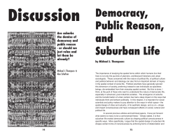 Democracy, Public Reason, and Suburban Life