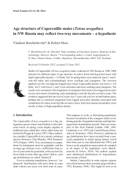 Age structure of Capercaillie males (Tetrao urogallus) in NW Russia